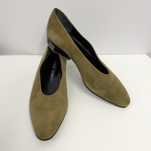 Charles Jourdan Shoes - Vintage Charles Jourdan Suede Shoes Olive Green Needs TLC 7 1/2 M